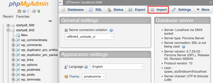 Import Database